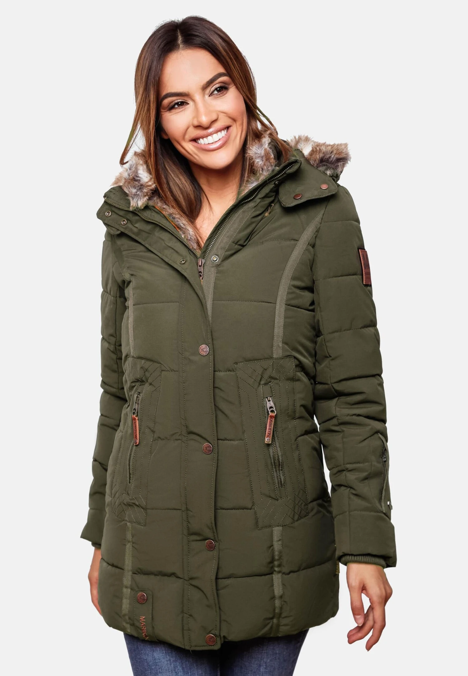 Marikoo Manteaux Courts Manteau D’hiver Femme Olive 9 Marikoo Manteaux Courts Manteau D’hiver Femme Olive – Image 7