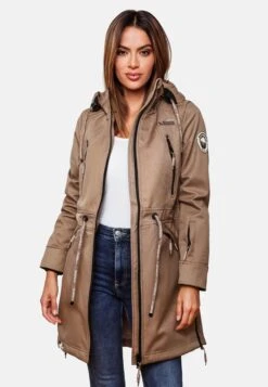 Marikoo Parkas Parka Mi-saison Femme Beige Foncé -Marikoo 0319de1b77ded218a65596d7b8e44fd9