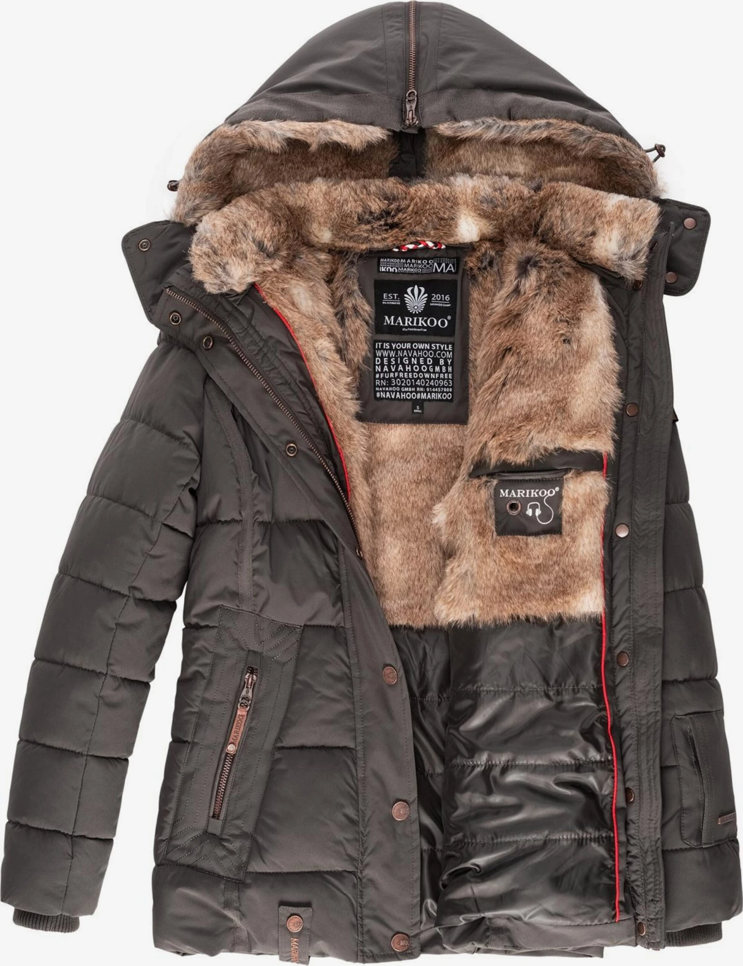 Marikoo Vestes Matelassées Veste D’hiver Nekoo Femme Taupe 8 Marikoo Vestes Matelassées Veste D’hiver Nekoo Femme Taupe – Image 6