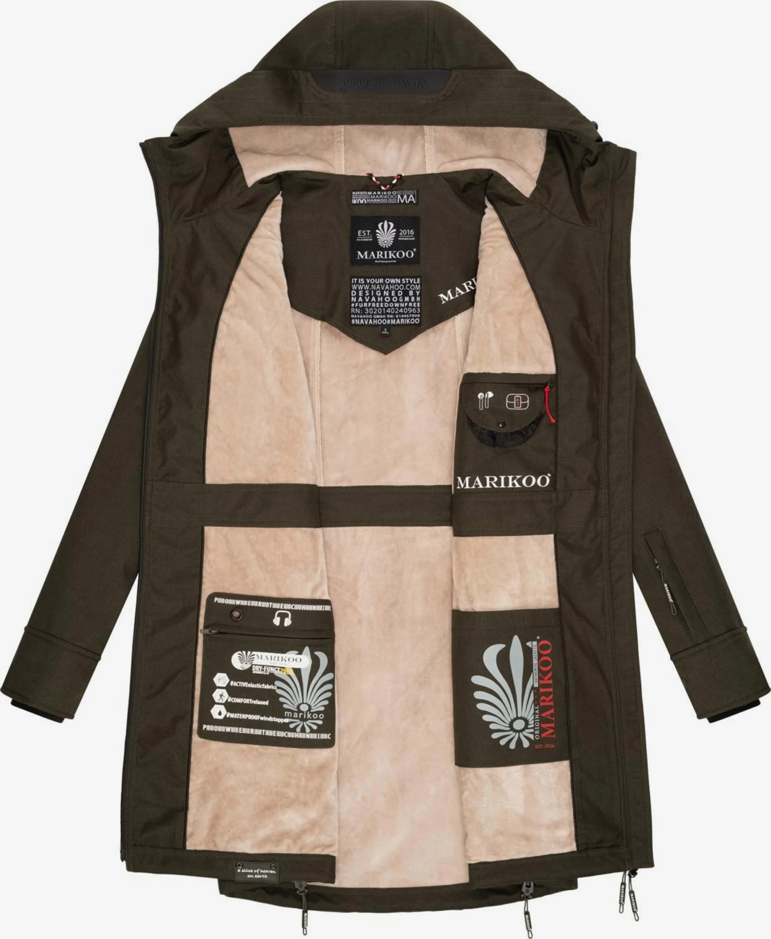 Marikoo Parkas Parka Mi-saison Femme Olive 7 Marikoo Parkas Parka Mi-saison Femme Olive – Image 5