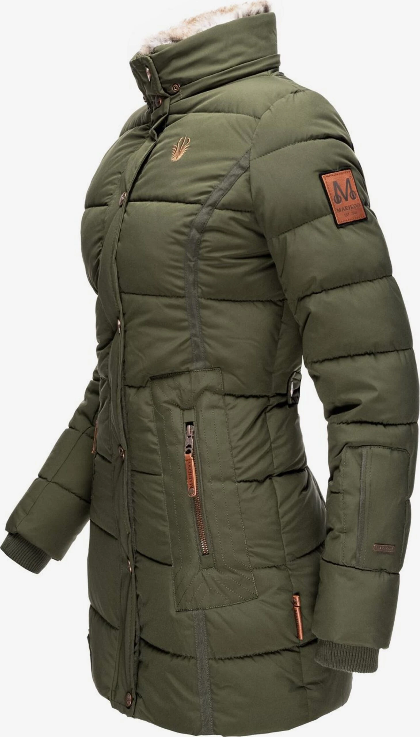 Marikoo Manteaux Courts Manteau D’hiver Femme Olive 7 Marikoo Manteaux Courts Manteau D’hiver Femme Olive – Image 5