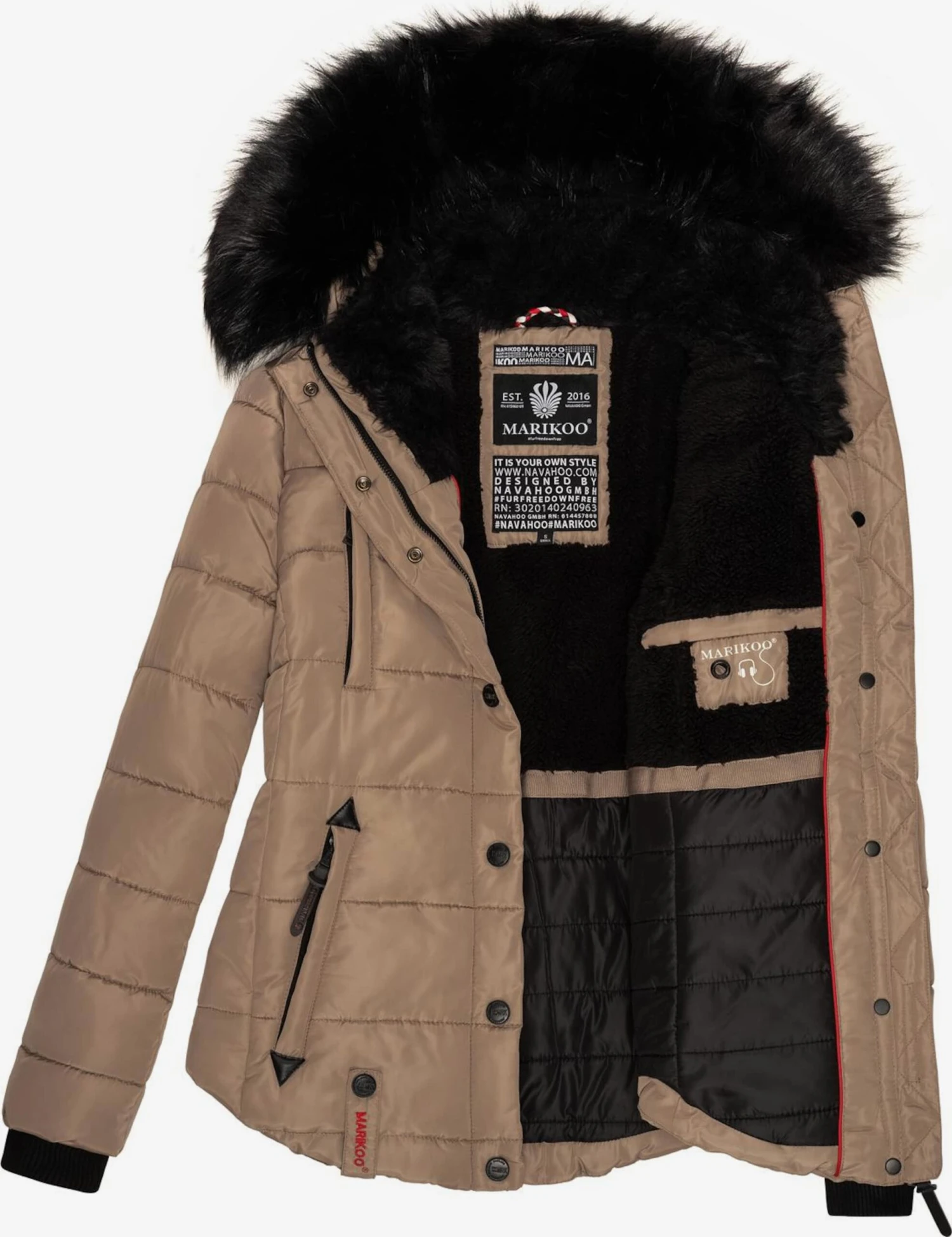 Marikoo Vestes Matelassées Veste D’hiver Lotusblüte Femme Marron 7 Marikoo Vestes Matelassées Veste D’hiver Lotusblüte Femme Marron – Image 5