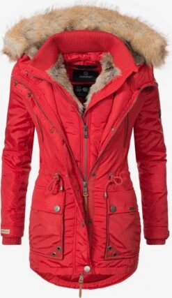 Marikoo Parkas Parka D’hiver Grinsekatze Femme Rouge
