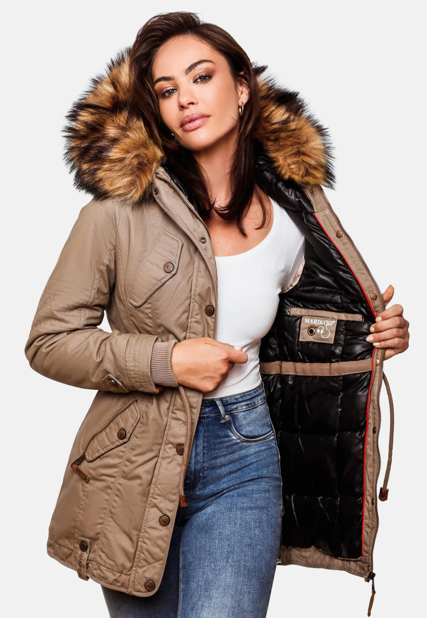 Marikoo Parkas Parka D’hiver La Viva Femme Beige Clair 11 Marikoo Parkas Parka D’hiver La Viva Femme Beige Clair – Image 9