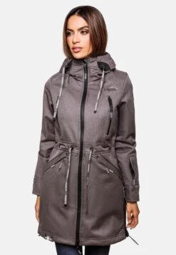 Marikoo Parkas Parka Mi-saison Femme Gris Foncé -Marikoo dd2814f59b21b6d8abdf84abadfe0cb4